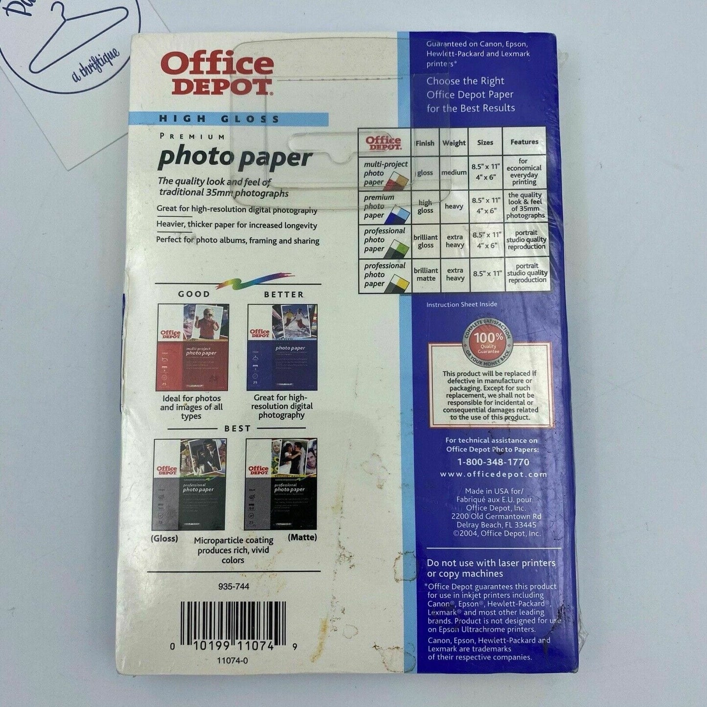 NEW Office Depot Photo Paper High Gloss for InkJet Printers 4"X6" 50 Sheets