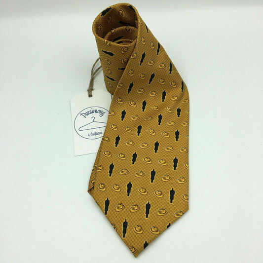INTERNATIONAL SPY MUSEUM Mens Gold 59” 100% Silk Tie With Silhouette Vos & Low NY