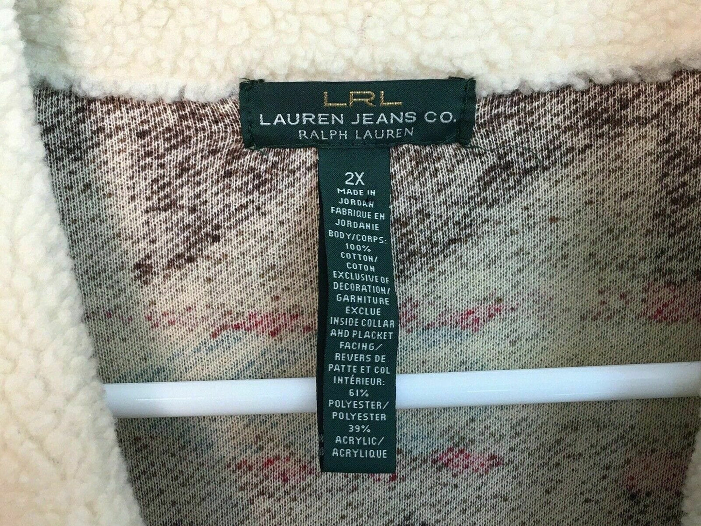 LRL Lauren Jeans Womens Size 2X Shearling Collar Sweater Southwestern Full ZiP