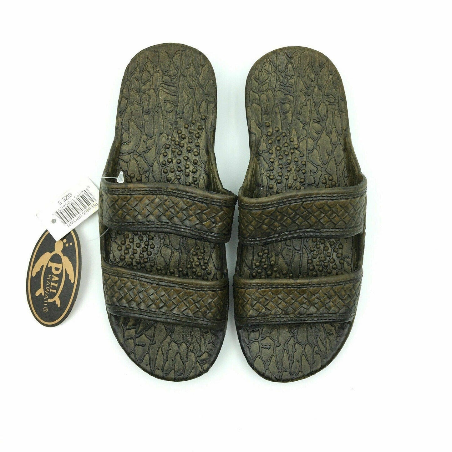 Pali Hawaii Size 5 Brown Rubber Sandals Classic Jandals Slides Shower Shoes