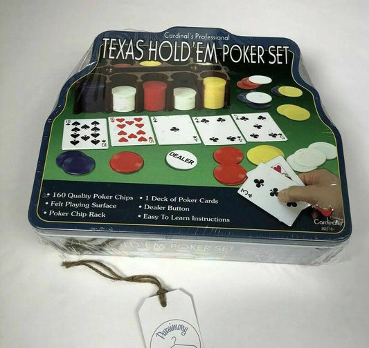 Texas Hold Em Poker Game Chips Rack Cards Dealer Button Felt Playing Surface New