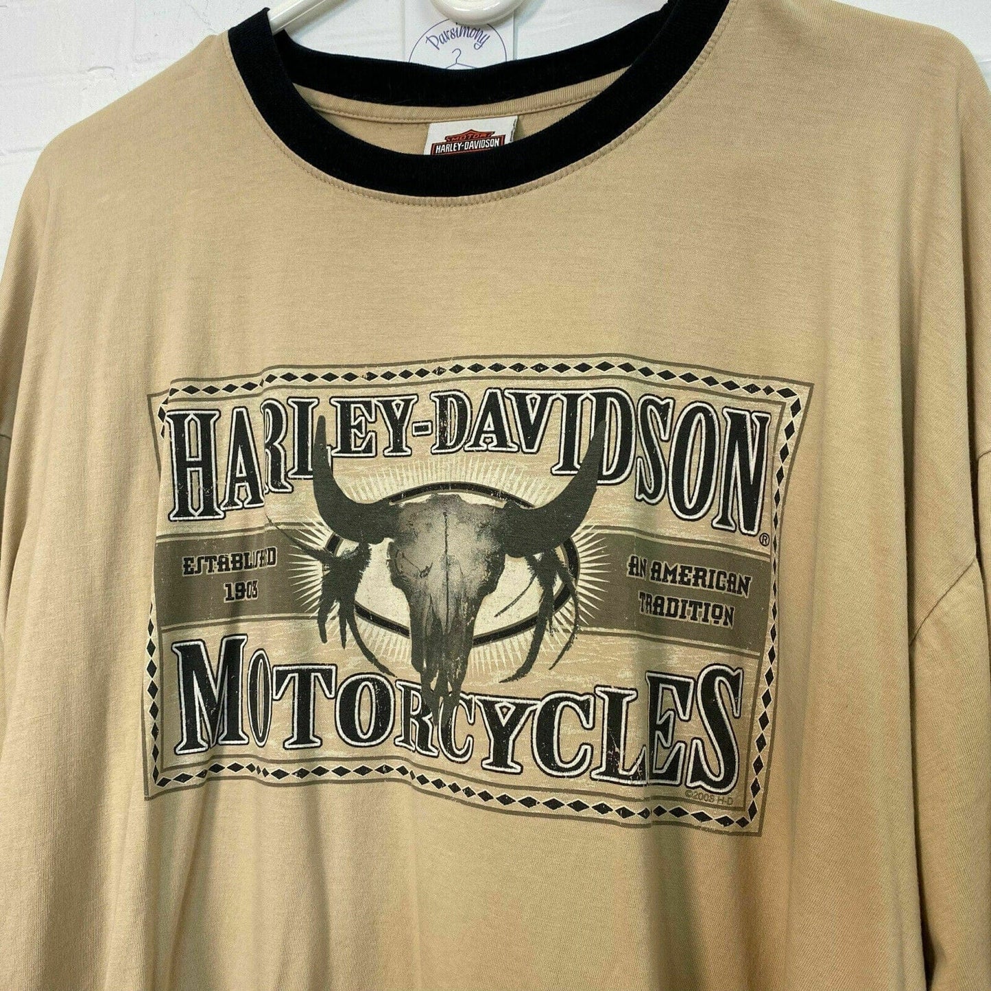 Harley Davidson Motorcycles Mens Size XL Beige Brown T-Shirt Sturgis SD