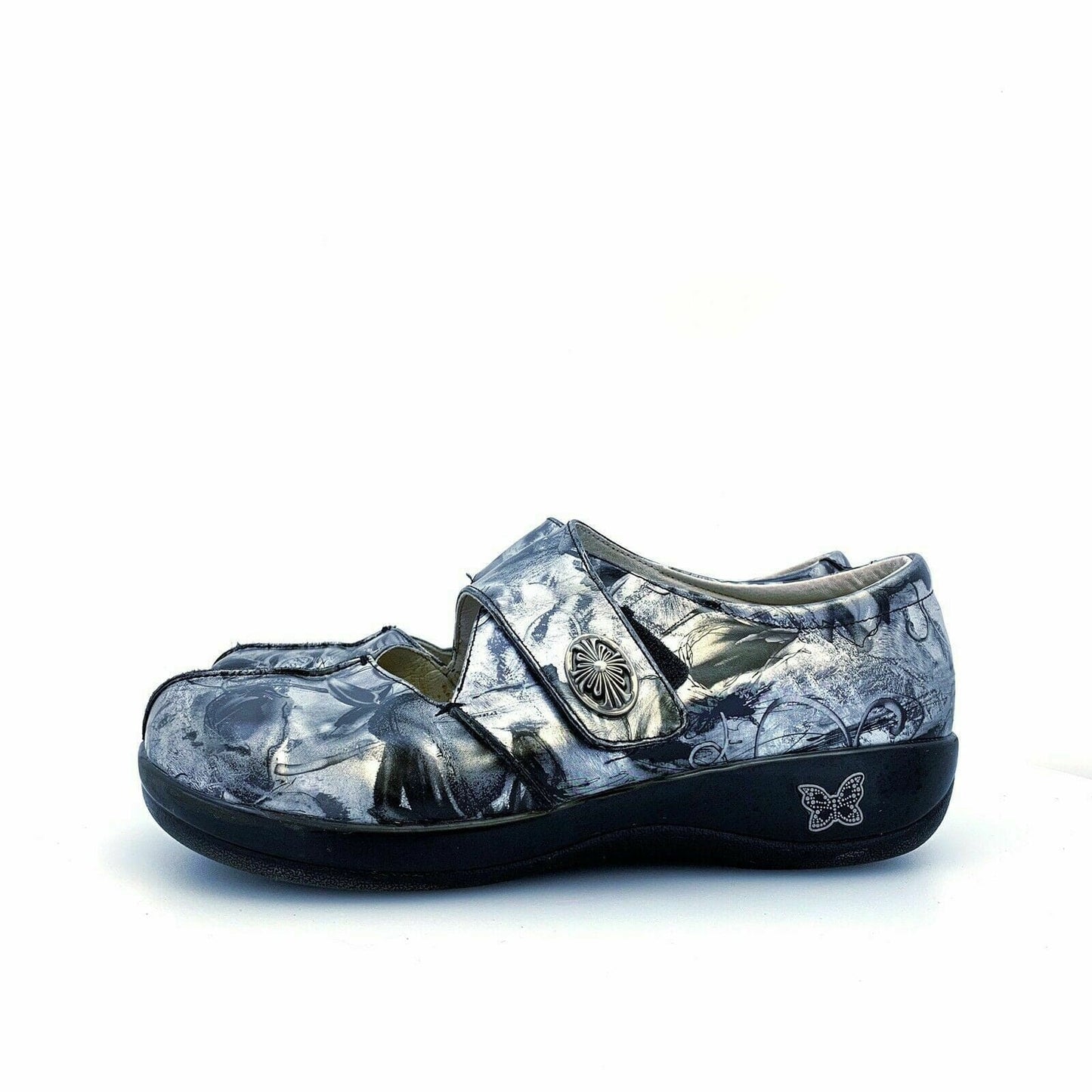 Alegria Kaitlyn Mary Jane Womens Shoes, Silver / Black Patina - Size 9