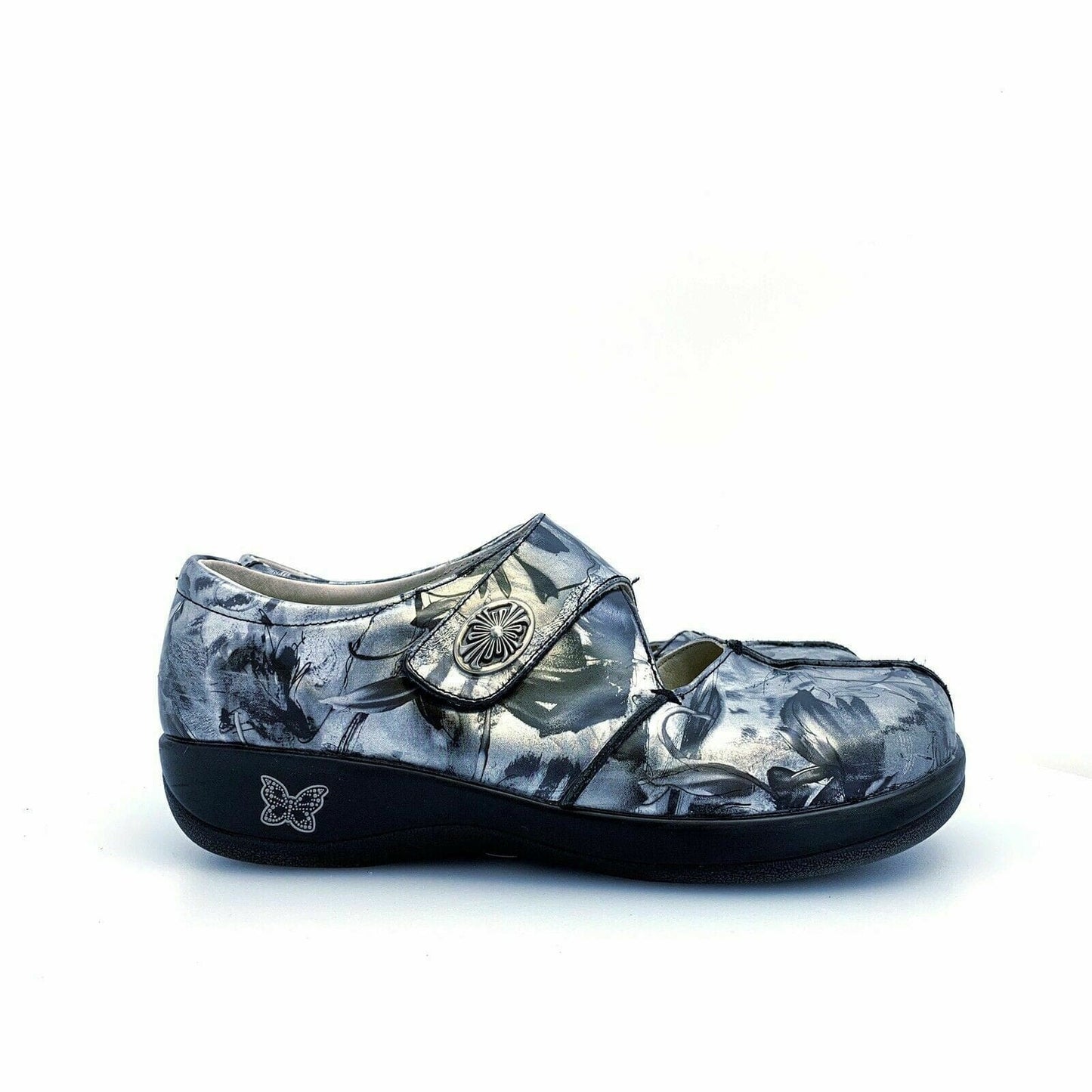 Alegria Kaitlyn Mary Jane Womens Shoes, Silver / Black Patina - Size 9