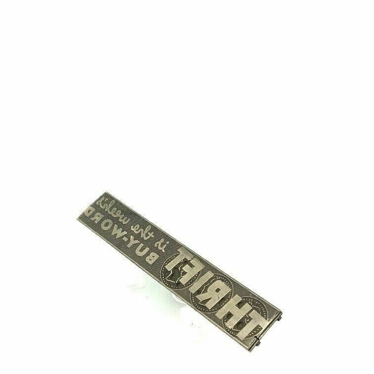 Vintage Advertising Metal Printing Press Block Plate “THRIFT Is The Weeks Buy-Word”