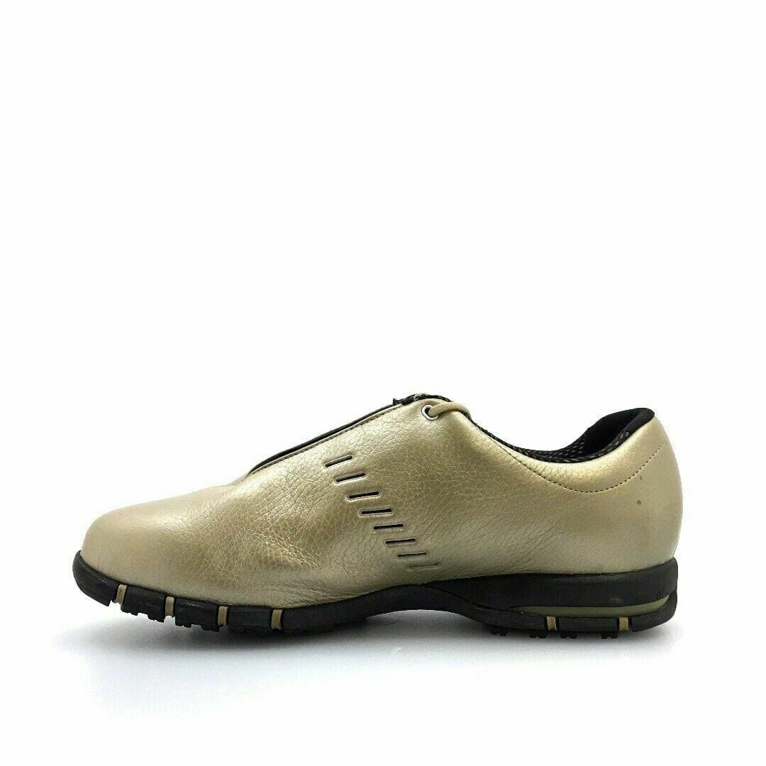 Nike Womens Air TAC Size 9.5 Gold Golf Shoes Lace Up Soft Spikes Turf