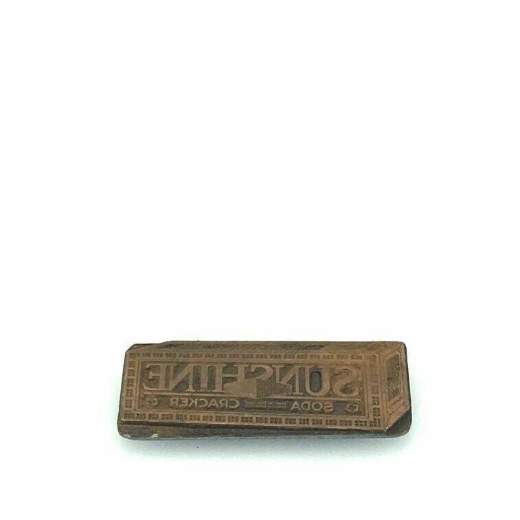 Vintage Advertising Metal Printing Press Block Plate “SUNSHINE SODA CRACKERS”
