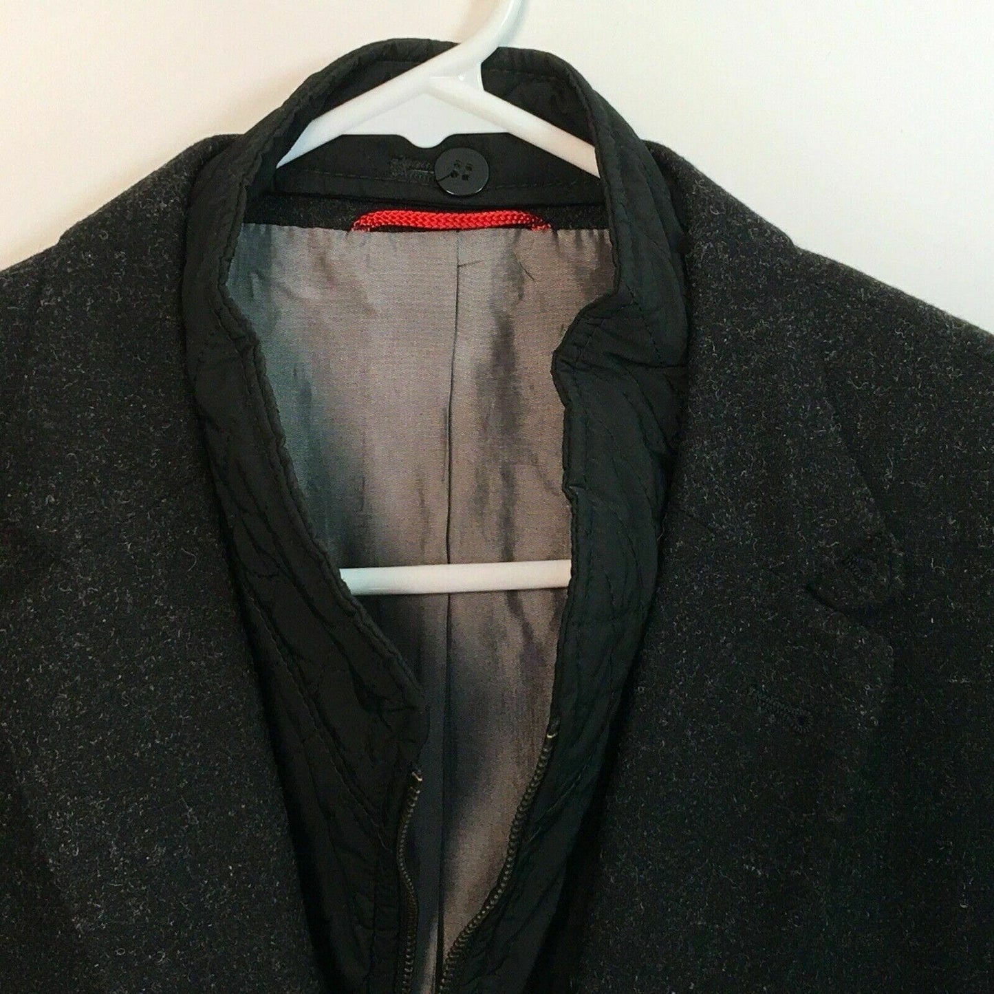 Digel Mens Wool Sport Coat Size XL Charcoal Gray with Zipout Liner