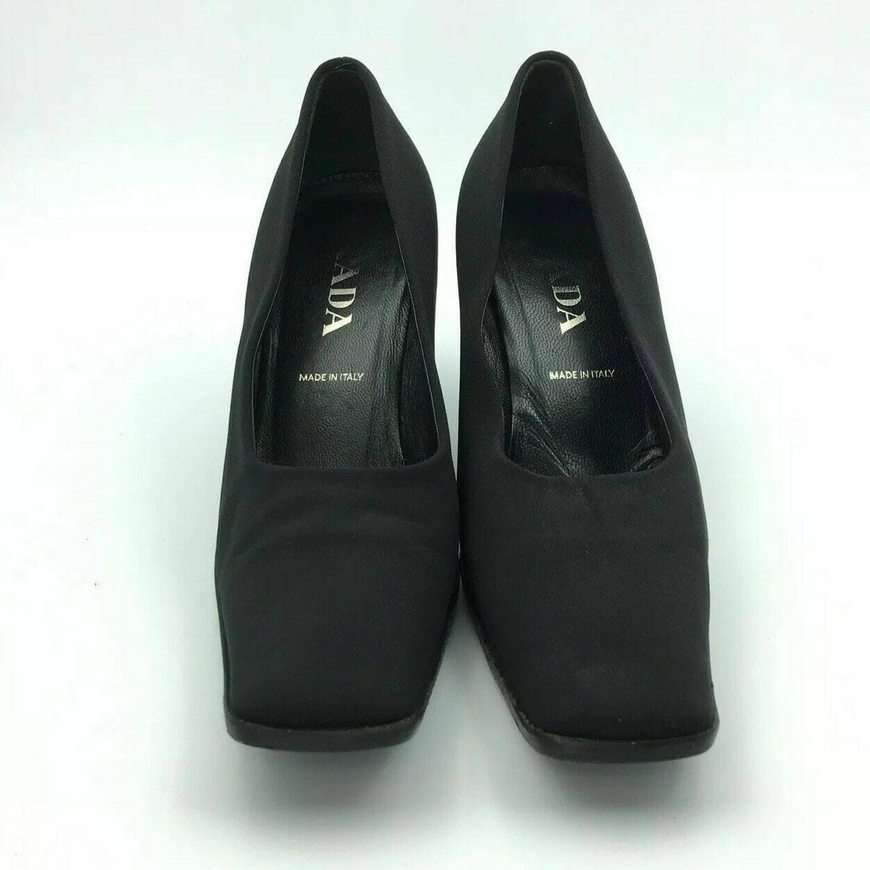 Prada | Fabric Square Toe Kitten Heel Pumps | Color: Black  | Size: 7 | Pre-Owned