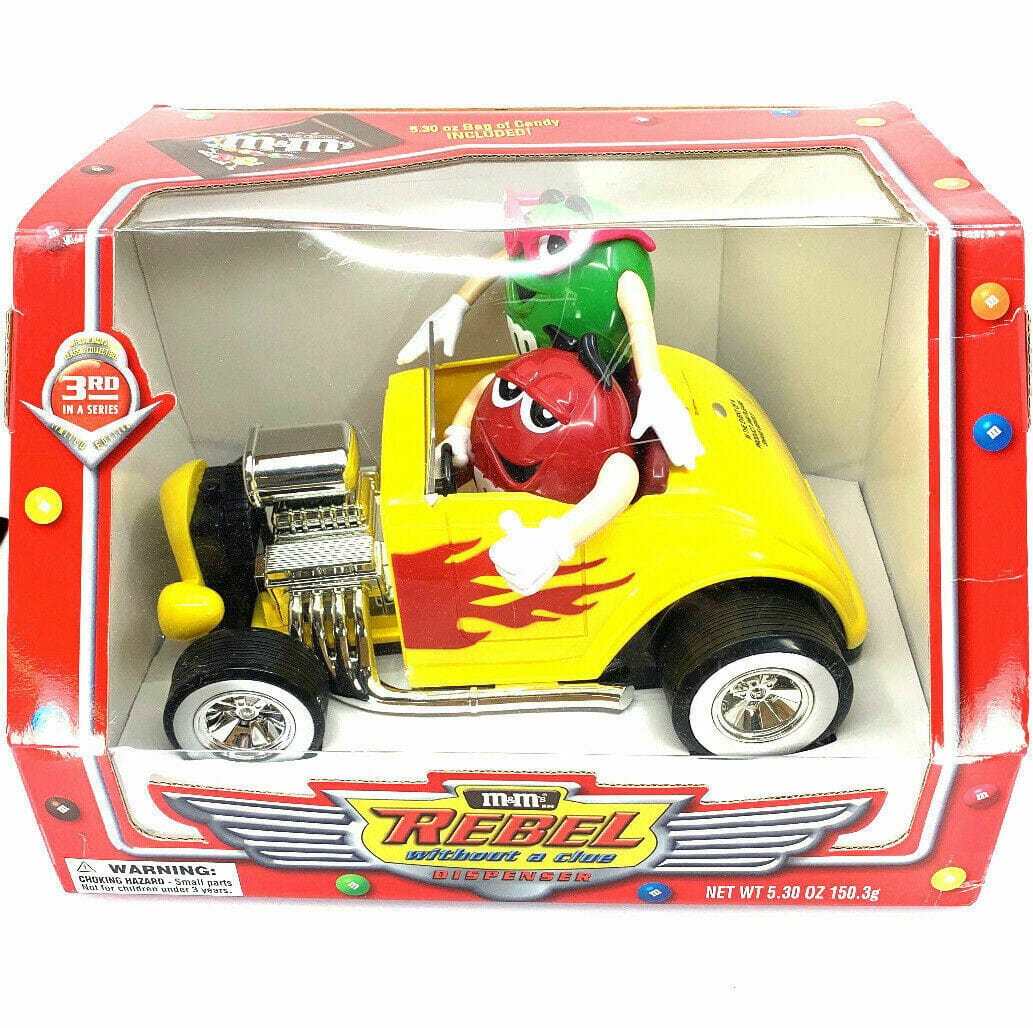 M&M's MM Rebel Without A Clue Toy Candy Dispenser, Yellow Hot Rod