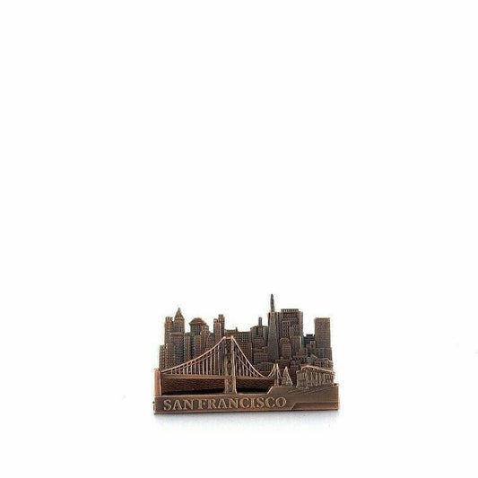 Vintage San Francisco Skyline Business Card Holder, Brass - Felt Lined