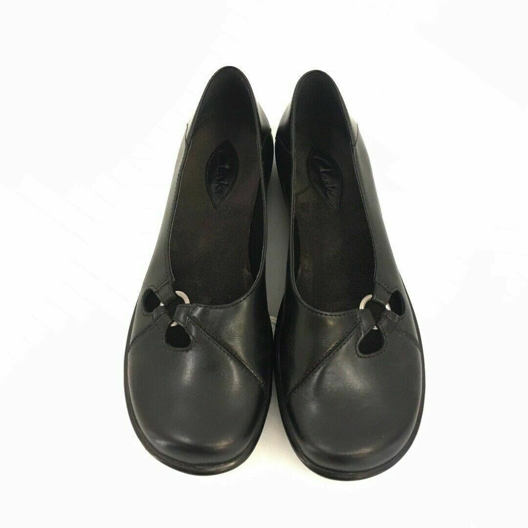 Clarks Womens Size 6M Black Shoes Casual Slip On Leather Round Toe Comfort