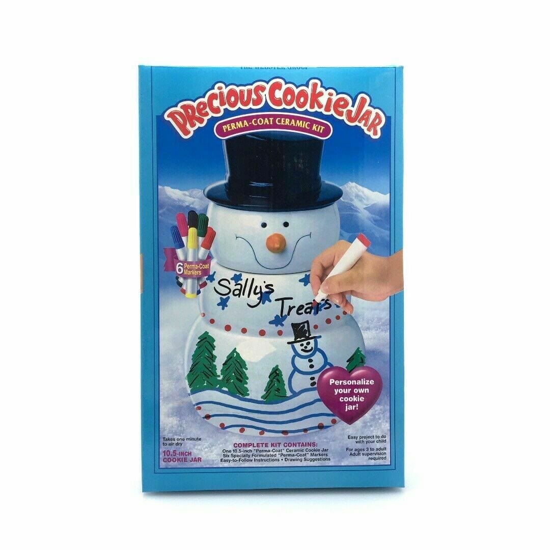 PRECIOUS COOKIE JAR Snowman Perma-Coat Ceramic Kit Kids Crafts Decorate Color