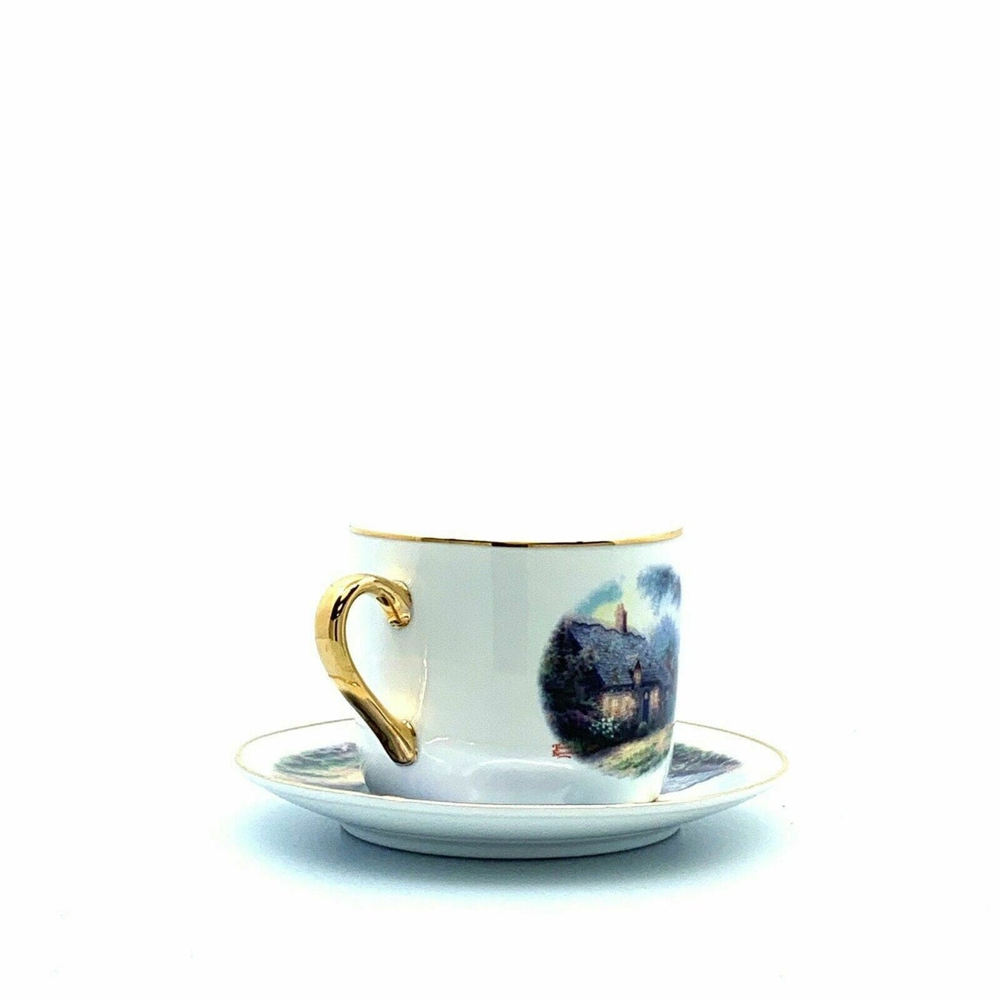 Thomas Kinkade Painter of Light “Moonlight Cottage” Porcelain Coffee Cup & Saucer Set