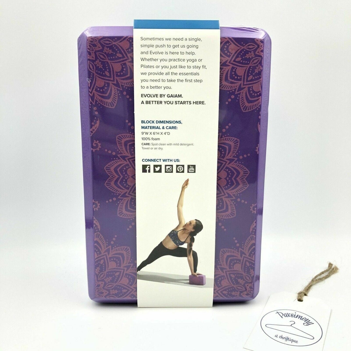 EVOLVE BY GAIAM Foam Yoga Block Purple Improves Balance Deepen Stretches