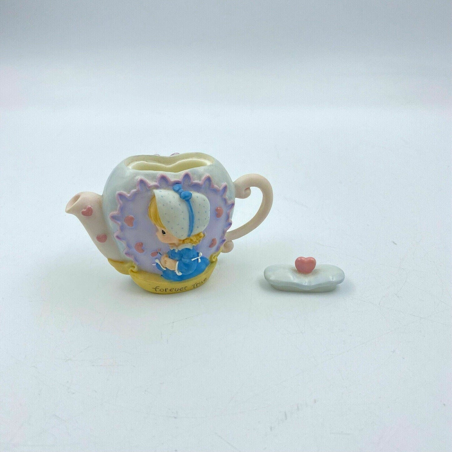 PMI Precious Moments “Forever True” Miniature Resin Teapot Figurine 1998