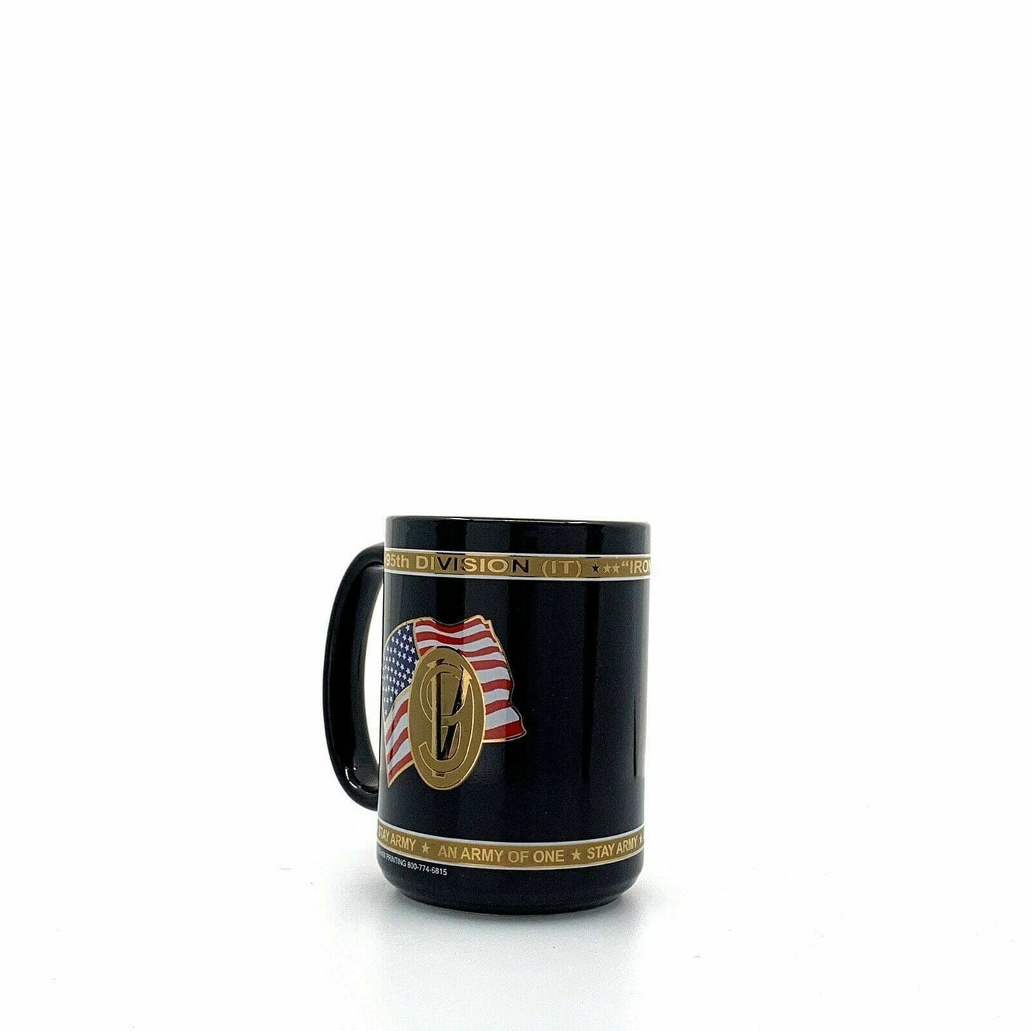 US Army Coffee Cup 95th Division (IT) American Flag “9V” Black 10 Oz.