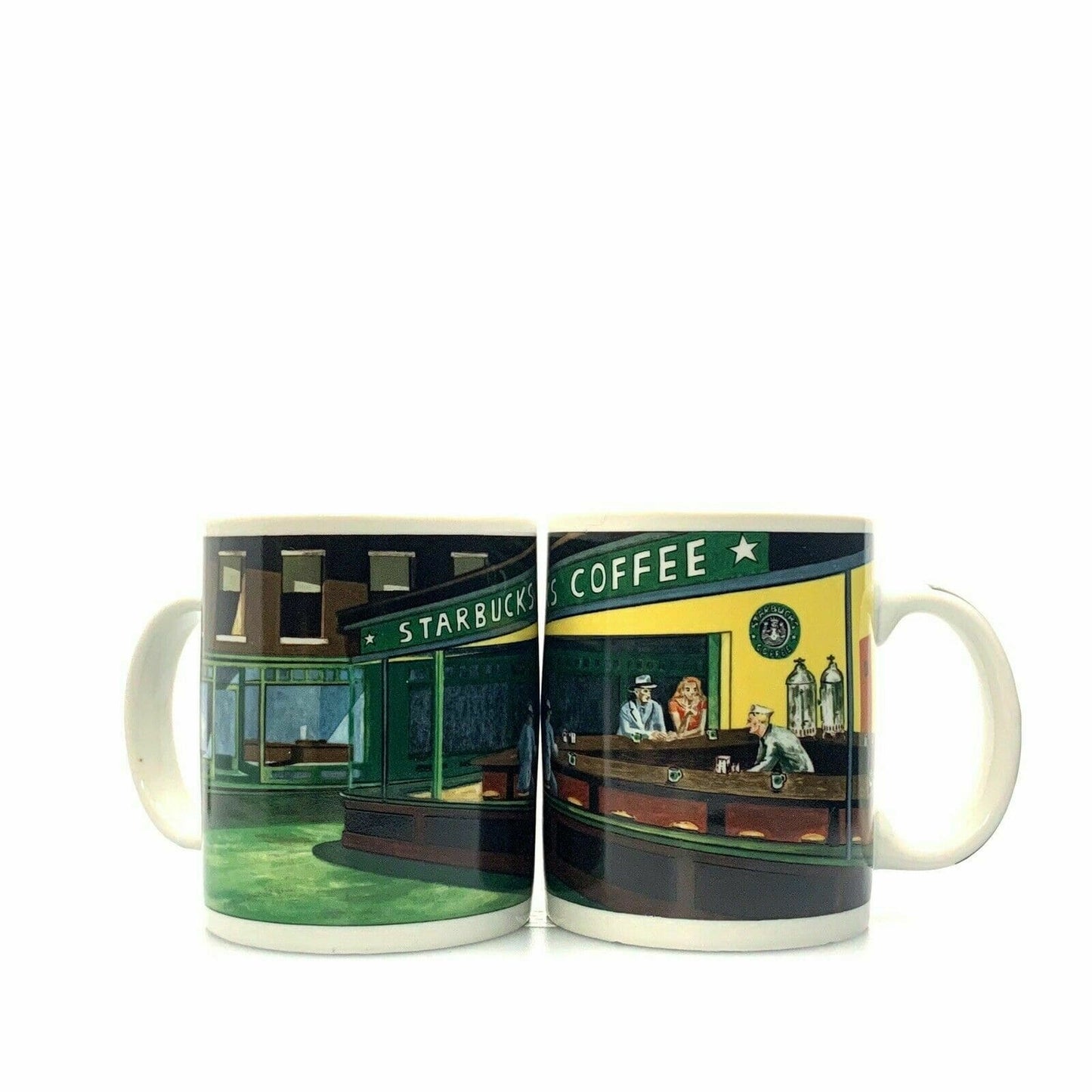 Set of 2 Starbucks Painting Cups & Mugs J. Burrows The Diner Porcelain