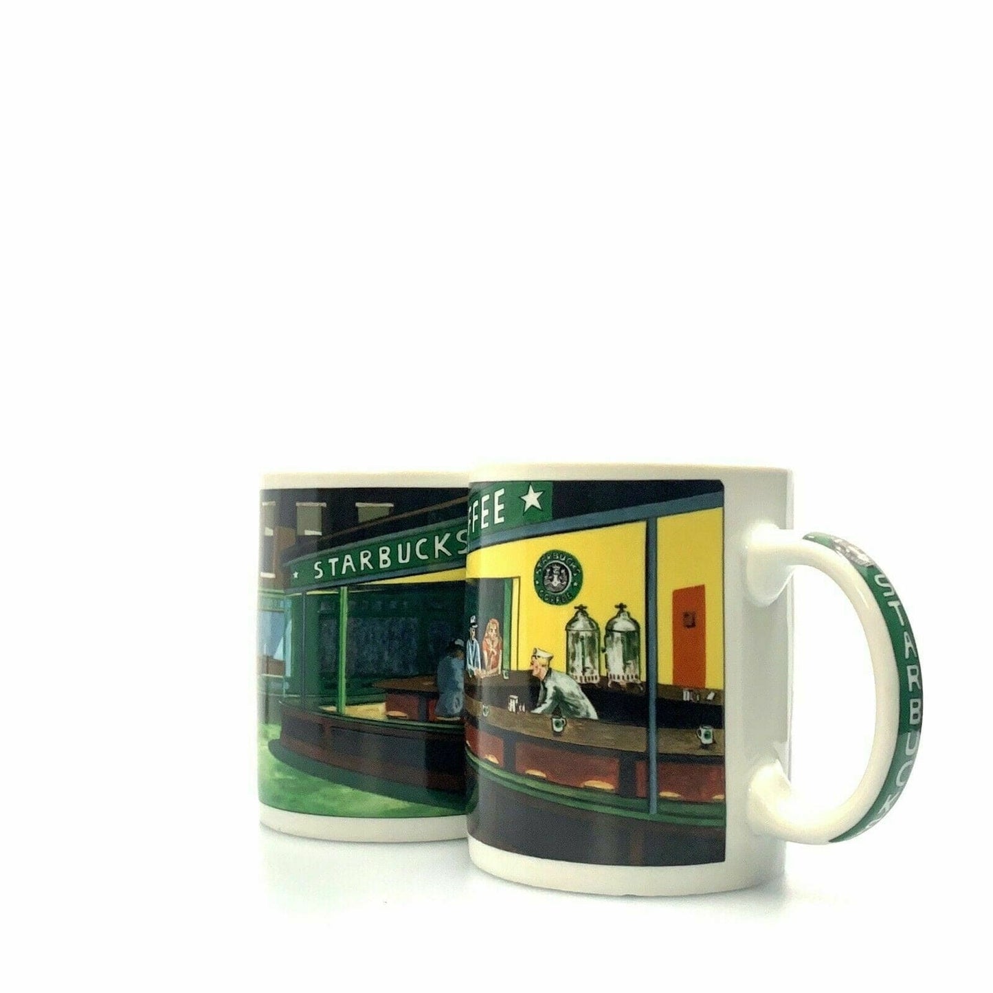 Set of 2 Starbucks Painting Cups & Mugs J. Burrows The Diner Porcelain