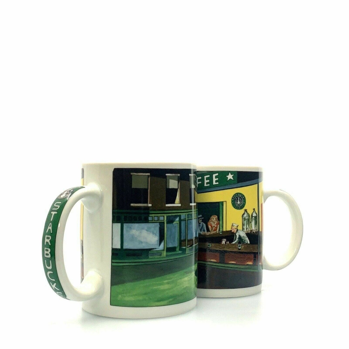 Set of 2 Starbucks Painting Cups & Mugs J. Burrows The Diner Porcelain
