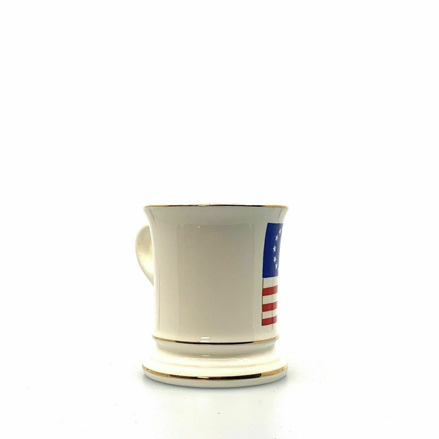 Liberty Bell and American Flag Porcelain Coffee Cup Mug Gold Rimmed EUC