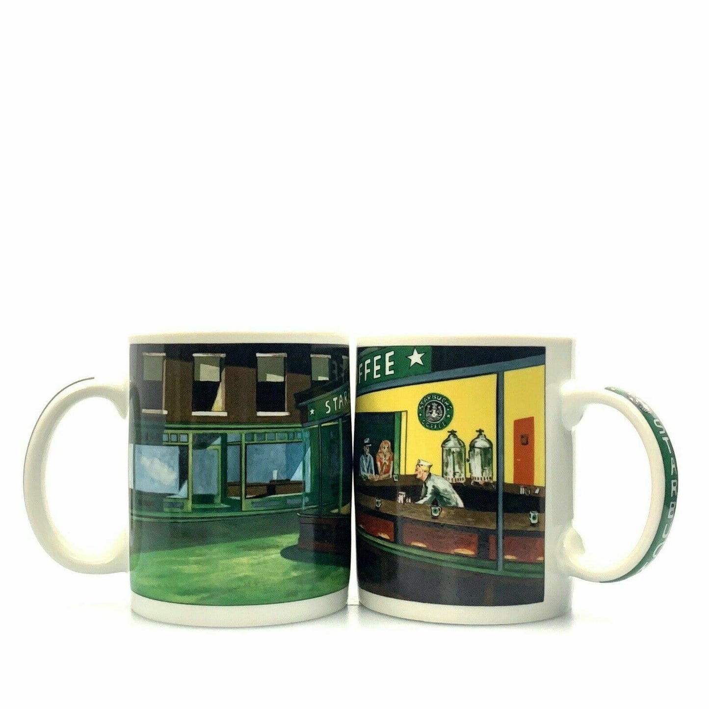 Set of 2 Starbucks Painting Cups & Mugs J. Burrows The Diner Porcelain