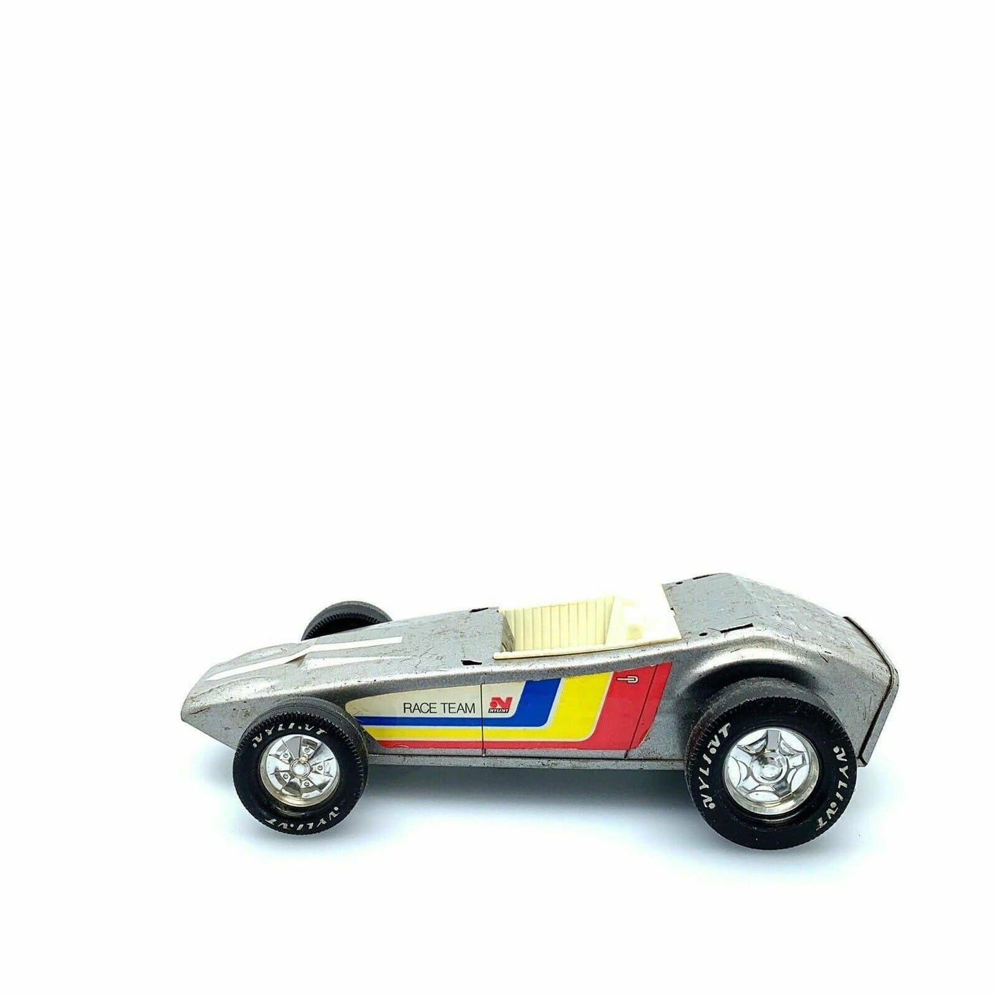 Vintage Nylint 1968 Race Team Car Chassis, Gray - 10”