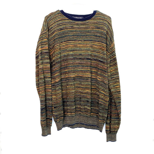 Vintage Northern Isles Mens Size L Multicolor Sweater Hand Knit Silk Pullover