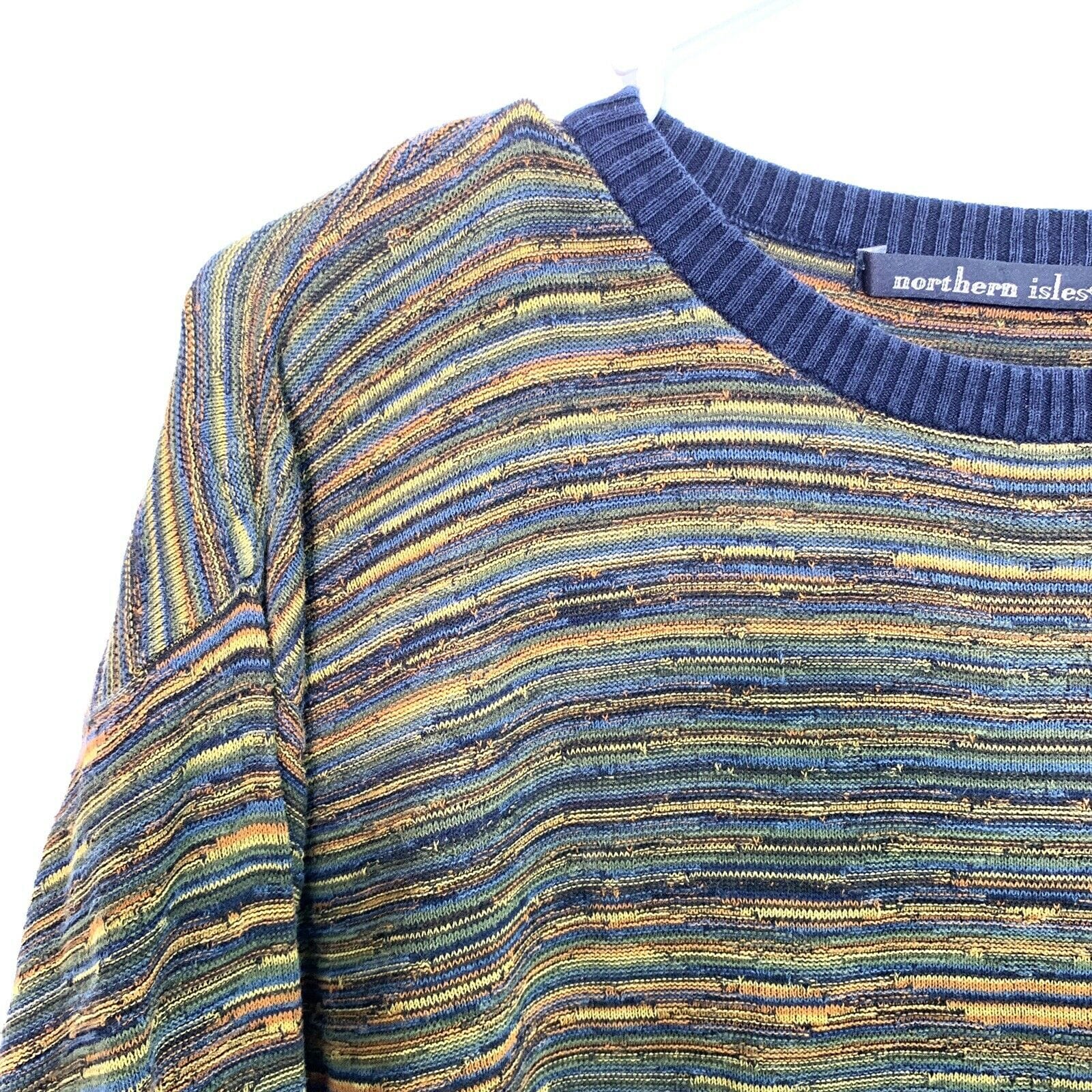 Vintage Northern Isles Mens Size L Multicolor Sweater Hand Knit Silk P Parsimony Shoppes