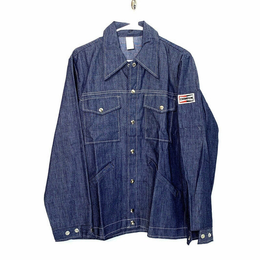 Vintage Champion Mens Size M Blue Work Shirt Denim Snap Up