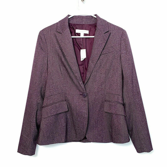 New York & Company Womens Size 8 Purple Blazer Jacket Lined Tweed Classic