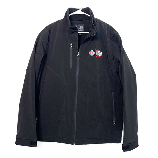 GIII Sports by Carl Banks Chicago Cubs Size L Black Jacket Full Zip Soft Shell