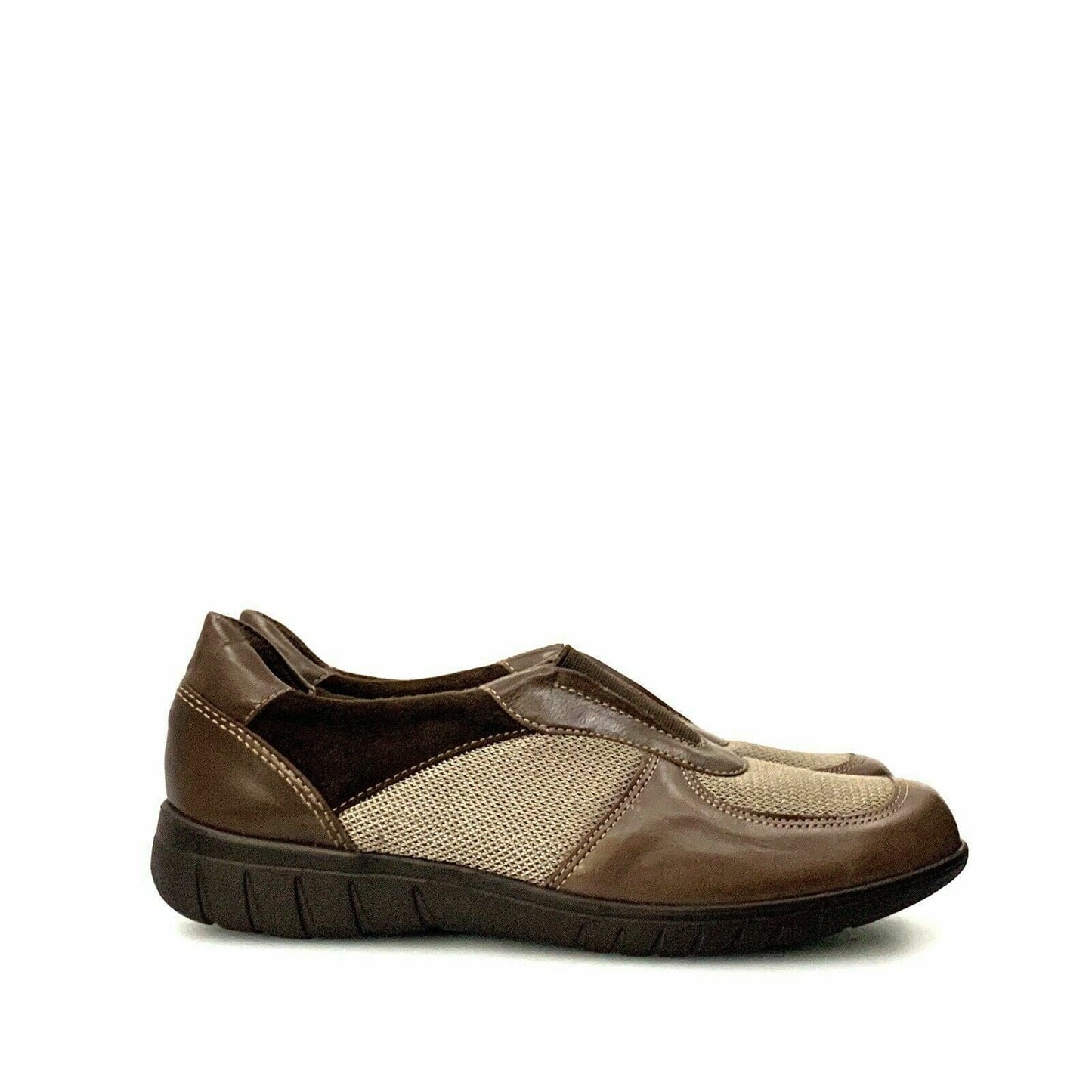 Munro American Womens Size 7.5N Brown Shoes Leather Sneakers Casual Slip Ons