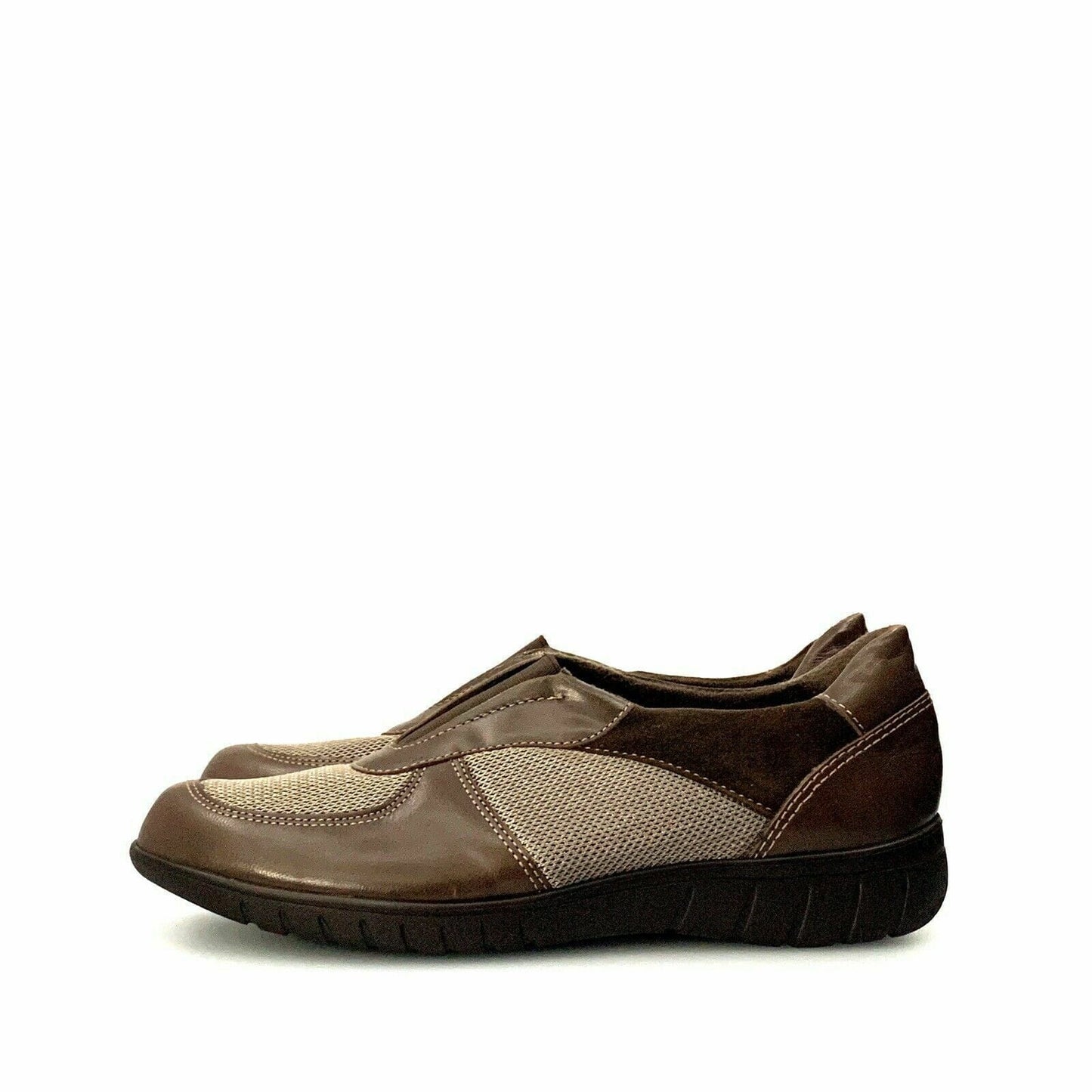 Munro American Womens Size 7.5N Brown Shoes Leather Sneakers Casual Slip Ons