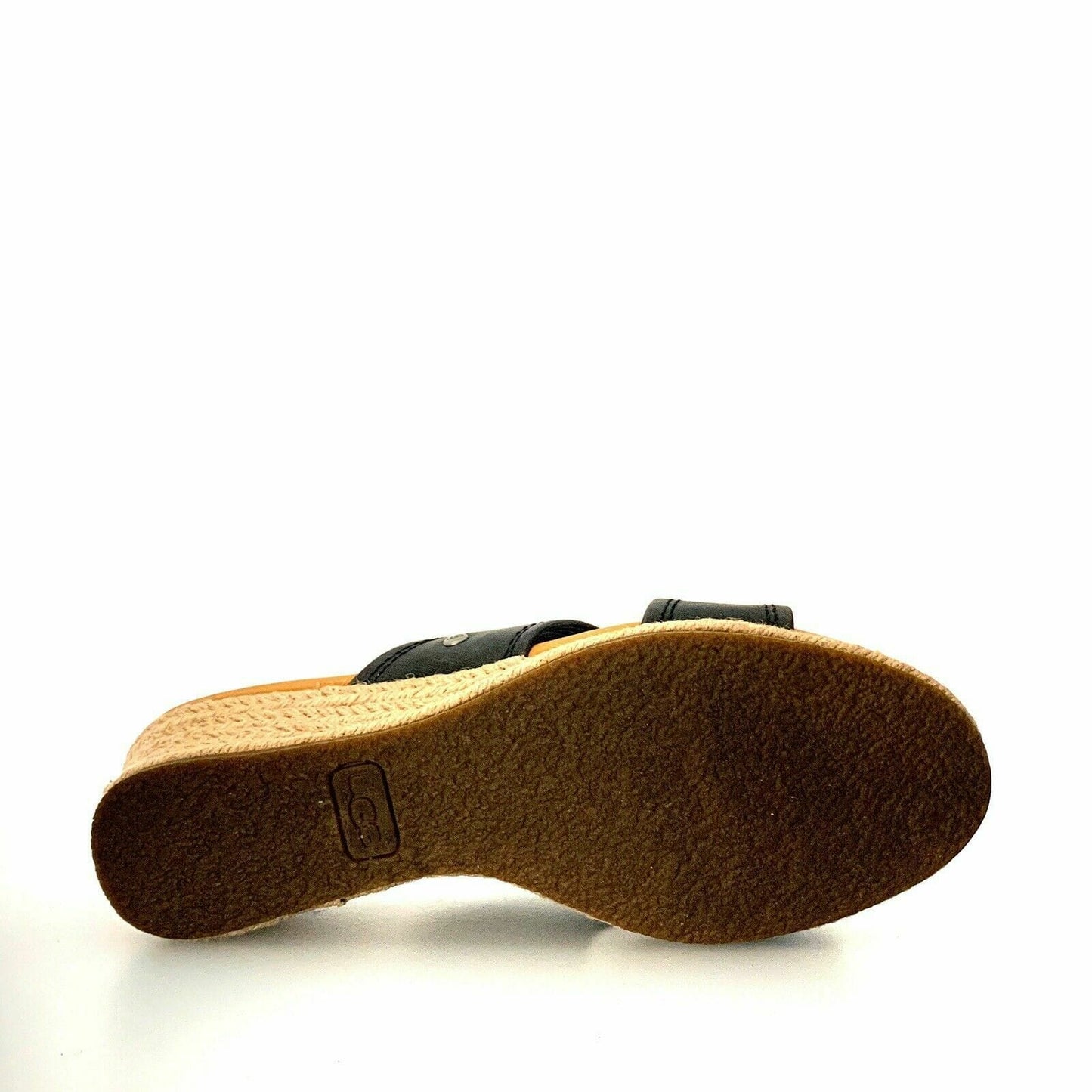 UGG Australia Womens “Gwyn” Size 7.5 Black Wedge Leather Sandals Slides