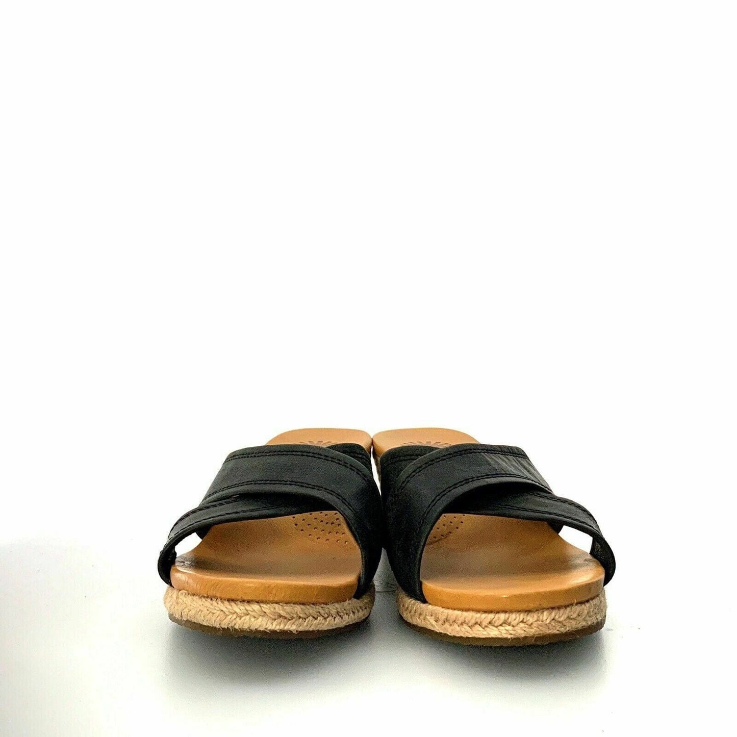 UGG Australia Womens “Gwyn” Size 7.5 Black Wedge Leather Sandals Slides