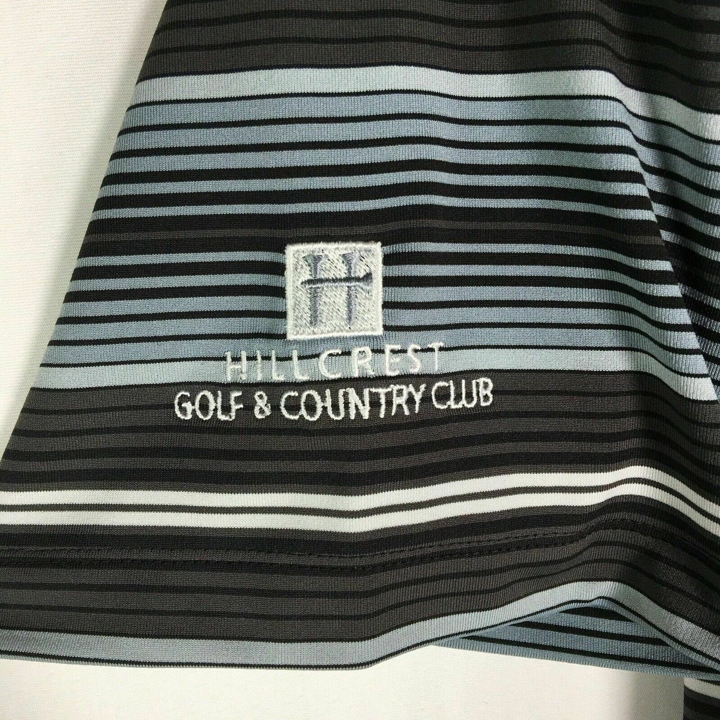 Nike Mens Size M Gray Black Striped Golf Shirt Dri-Fit Tour Performance Polo