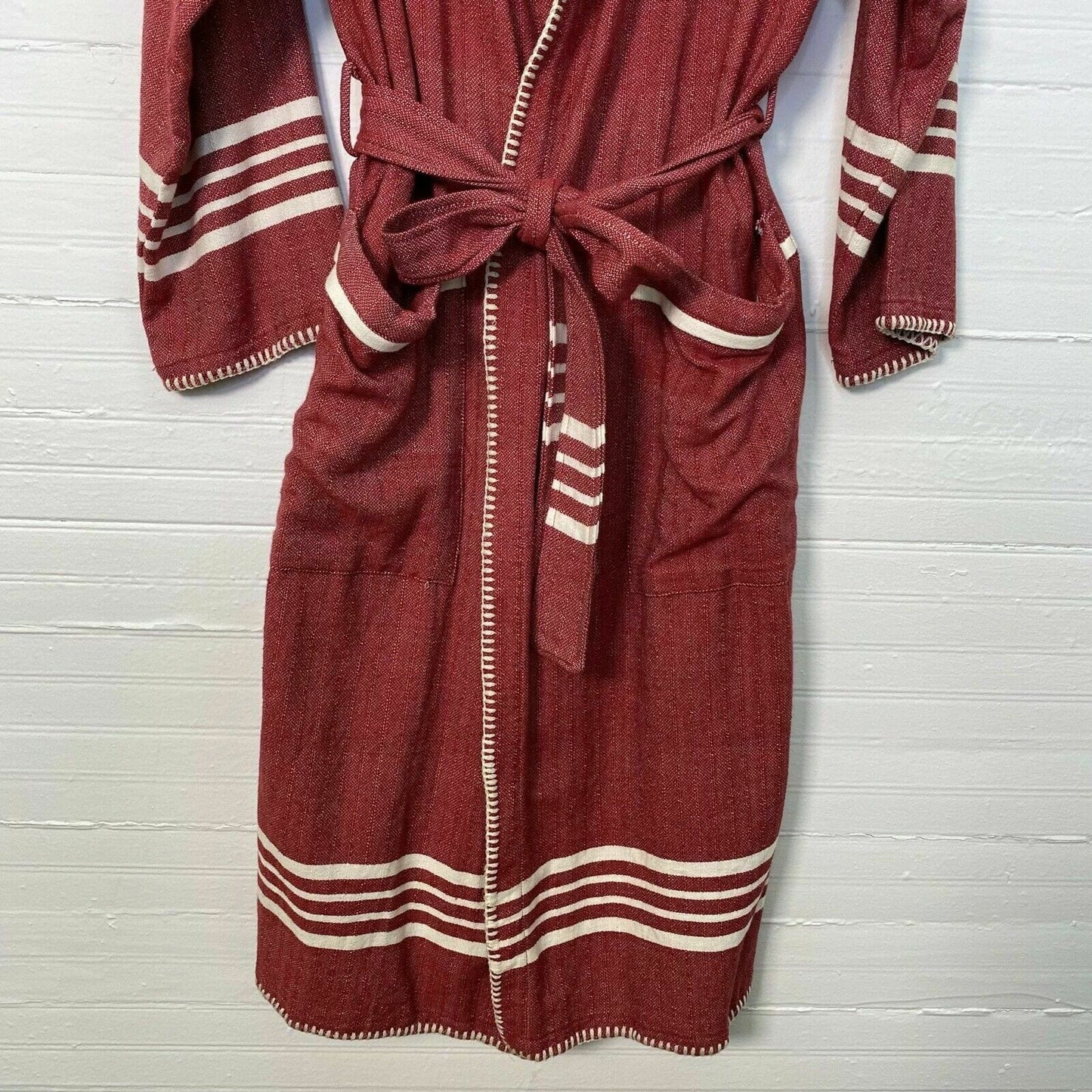 Lalay KKL Model Womens Size S Red Bathrobe Waist Tie And Hood Soft