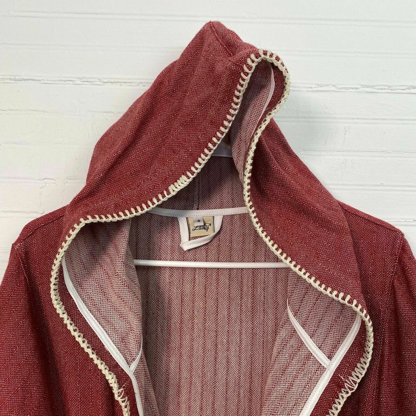 Lalay KKL Model Womens Size S Red Bathrobe Waist Tie And Hood Soft