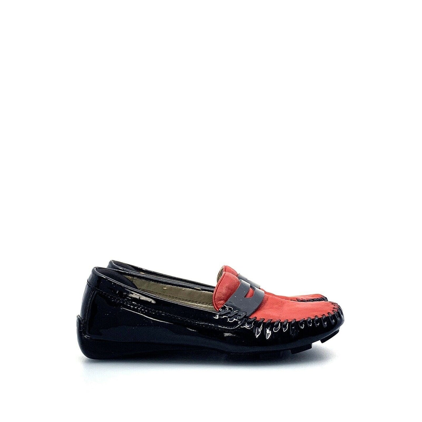 Robert Zur Womens Size 4.5M Black Red Moccasins Shoes Patent Leather Flats