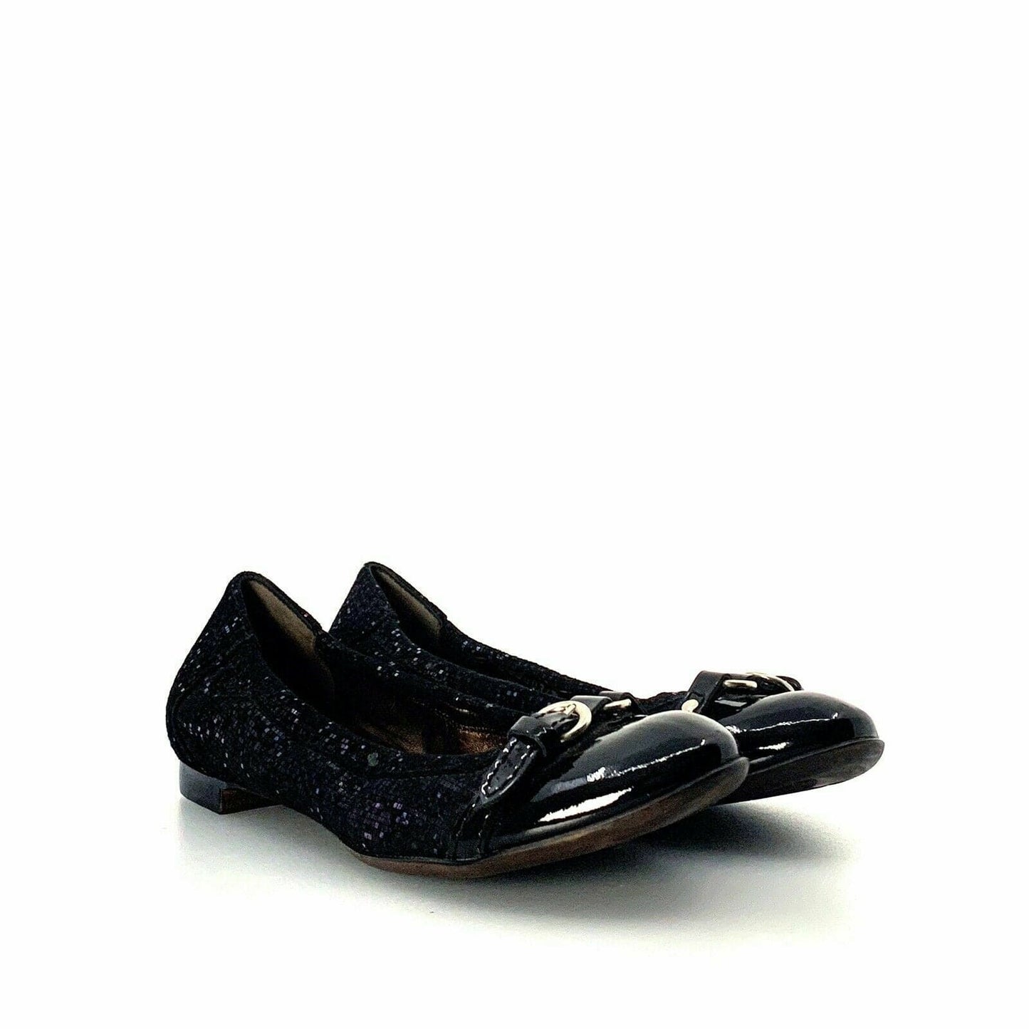 Attilio Giusto Leombruni Womens Size 5.5 Black Patent Leather Ballet Flats Shoes