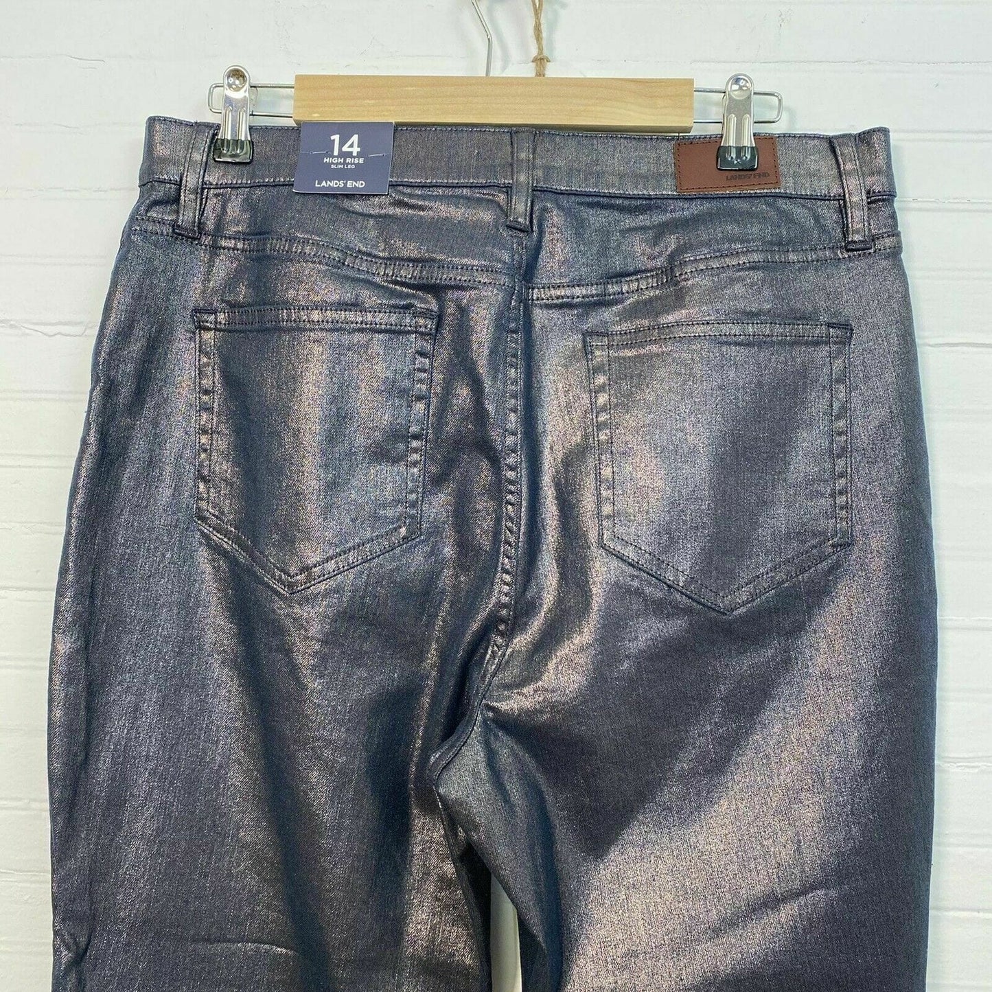 Lands End Womens Size 14 Blue Jeans Radiant Navy High Luster Rise Slim Leg