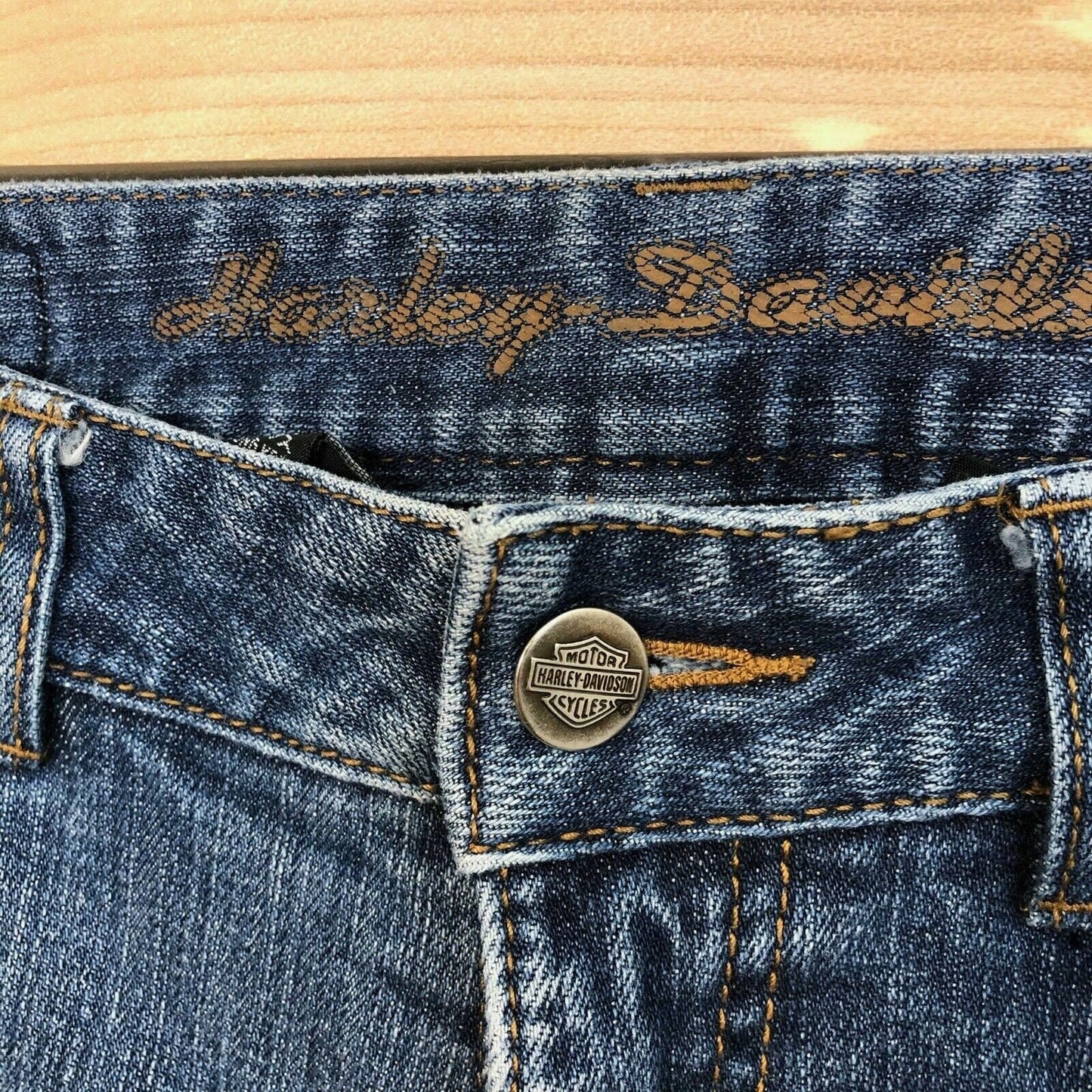 Harley-Davidson Womens Bootcut Size 2 Blue Jeans Denim Embroidered Logo Pre-Owned