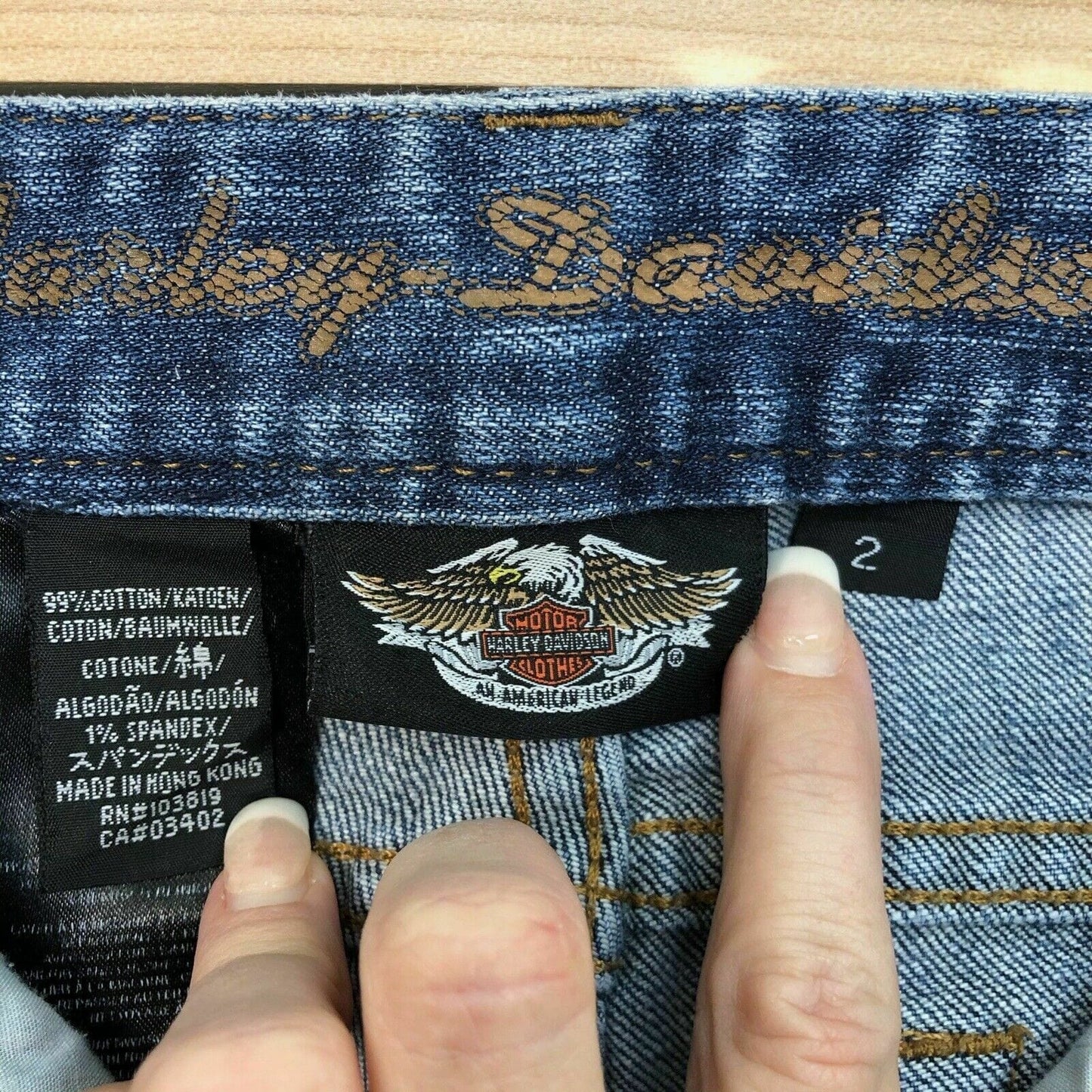 Harley-Davidson Womens Bootcut Size 2 Blue Jeans Denim Embroidered Logo Pre-Owned