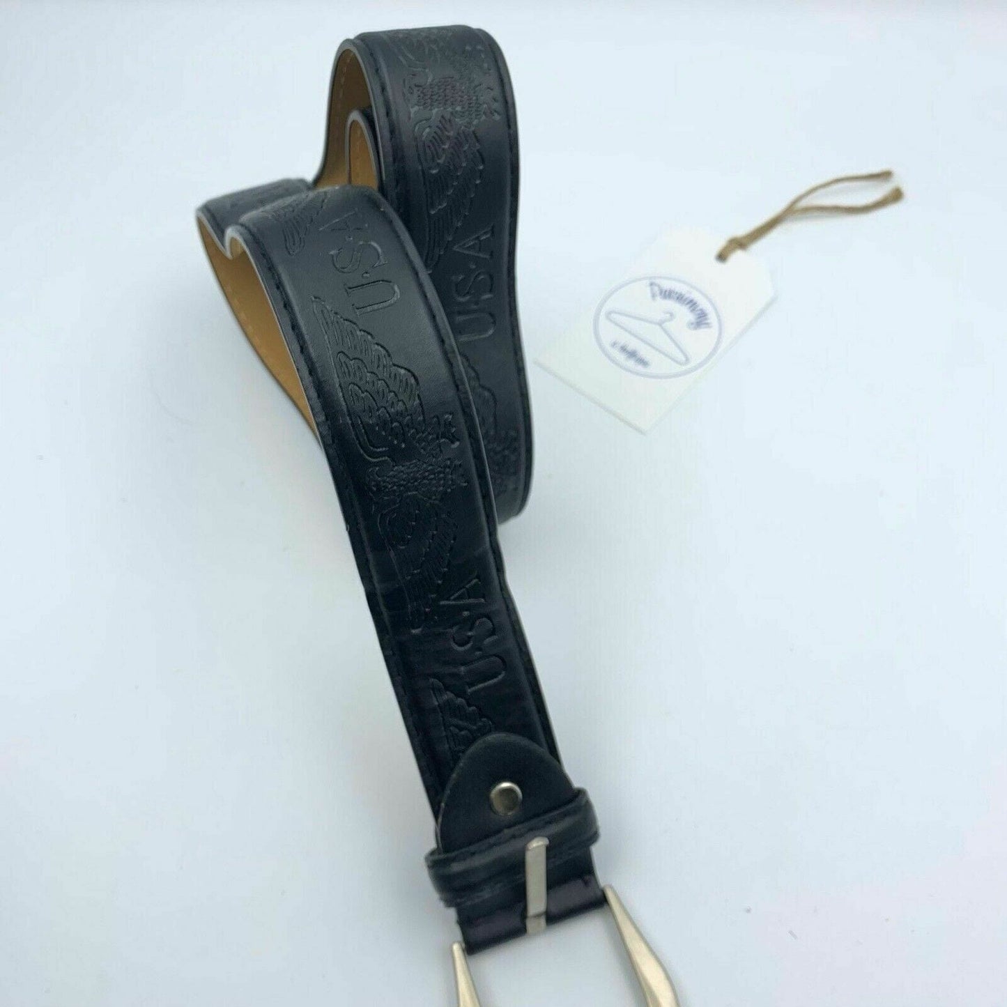 Unbranded Black PU Faux Leather Belt “USA” Eagle 38”