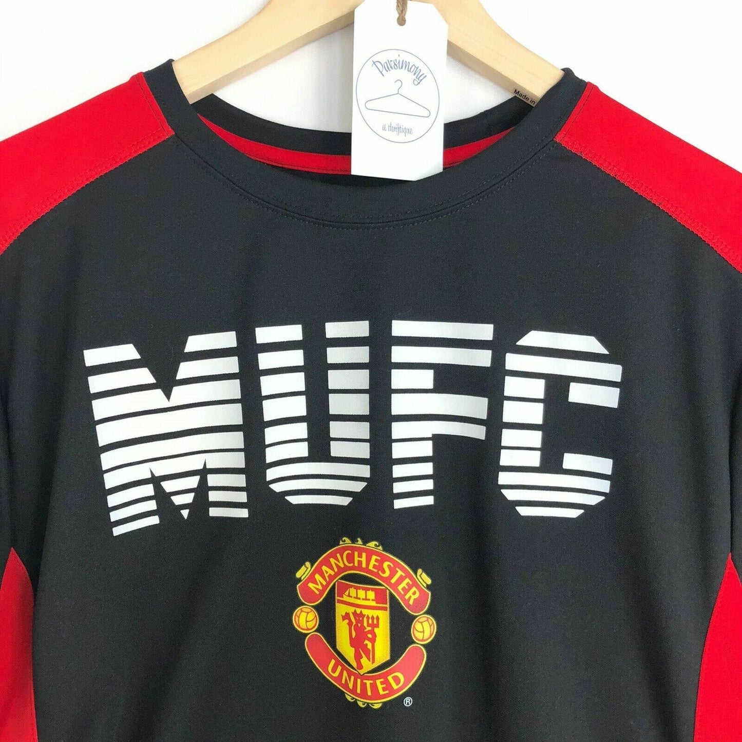 MU Ltd Mens Size L Black T-Shirt Soccer Manchester United Crew Neck S/s