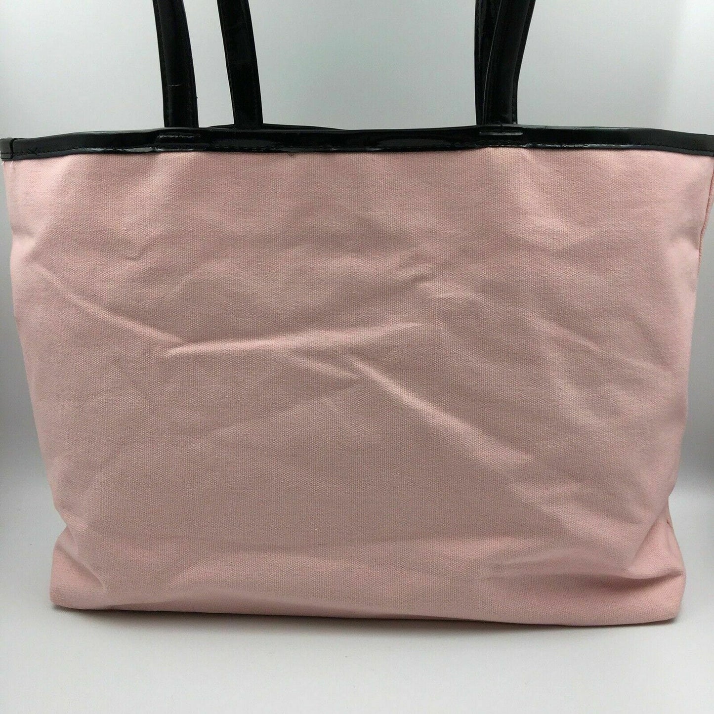 Victoria’s Secret Pale Pink W/ Black & Gold Strips Beach Tote W/ Makeup Bag