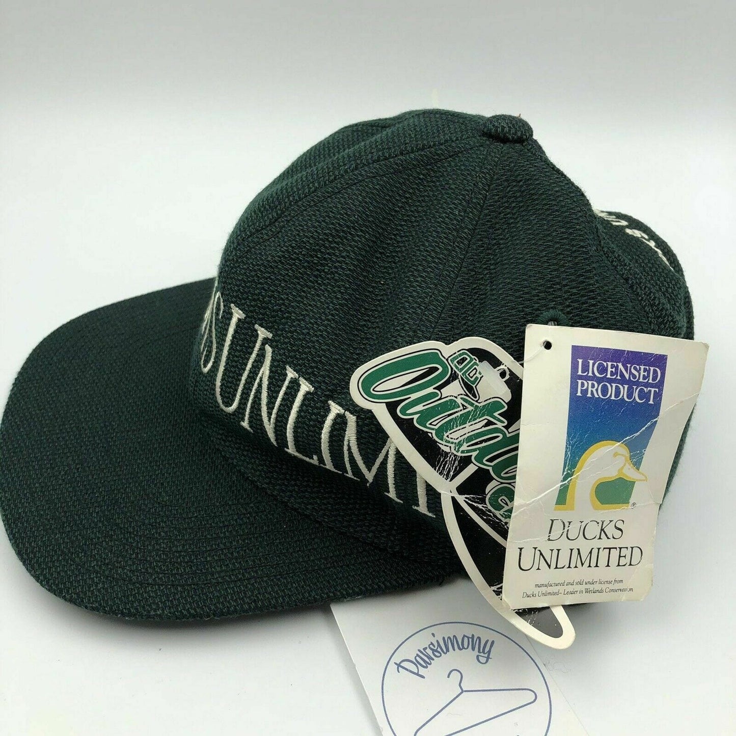 Vintage Ducks Unlimited DU Mens “Outdoor Cap” Strapback Flat Bill Hat, Green - OSFA