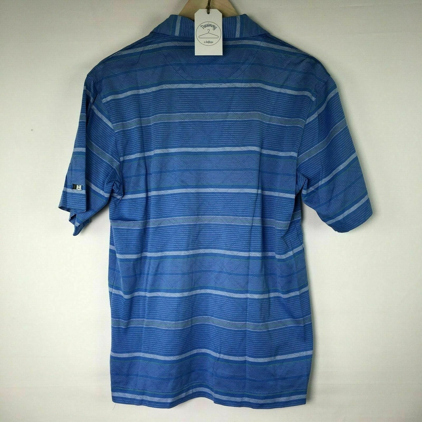 Tiger Woods Mens Size Small Blue White Polo Golf Short Sleeve Stripes