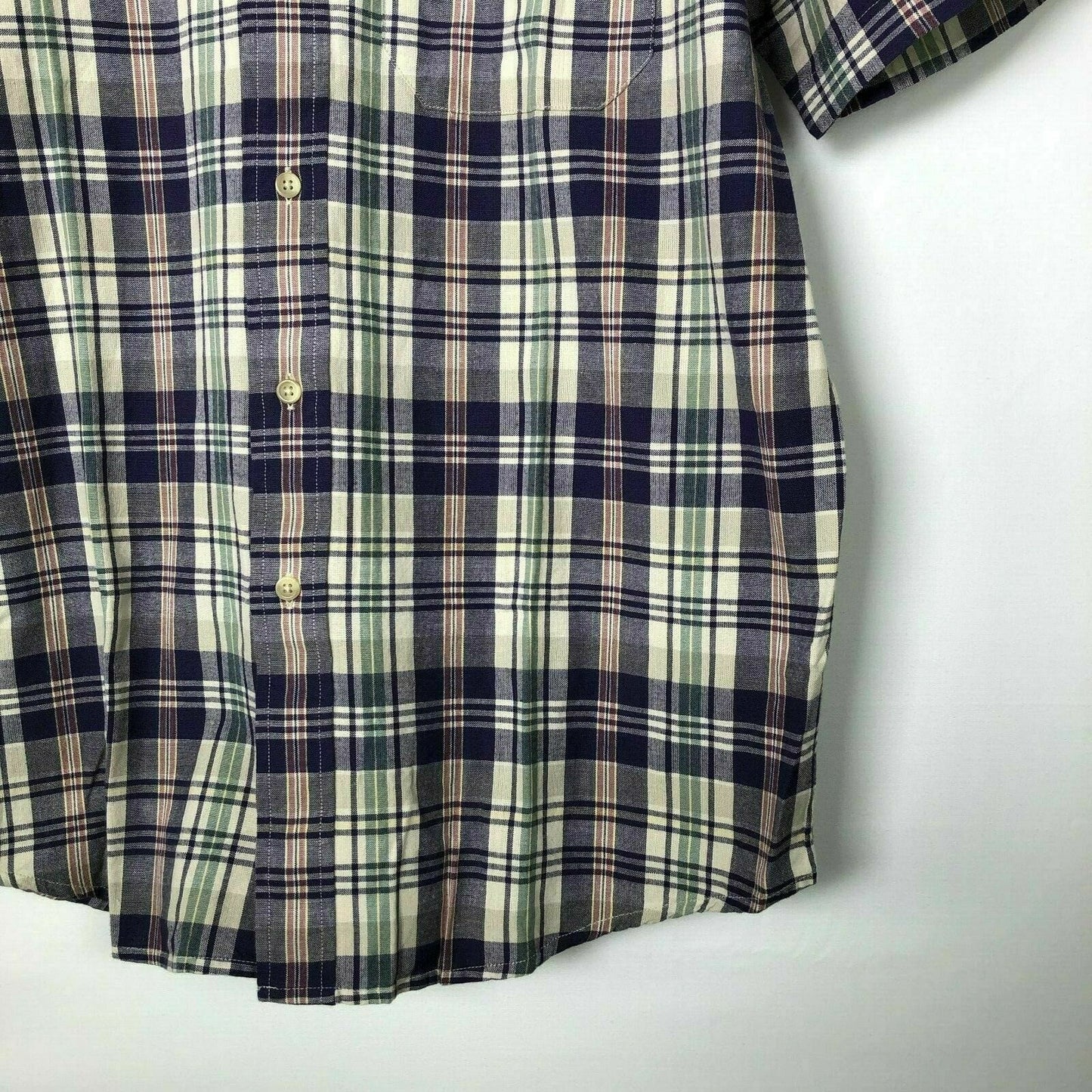 Pendleton Mens Size M Blue Green Plaid Shirt Casual Button-Up S/s